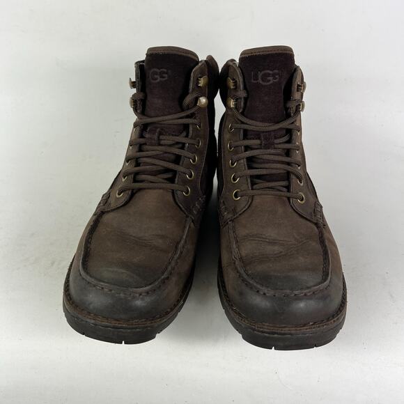 Ugg Barrington Boots mens size 7 brown leather waterproof lace up lined shoes - Picture 4 of 11